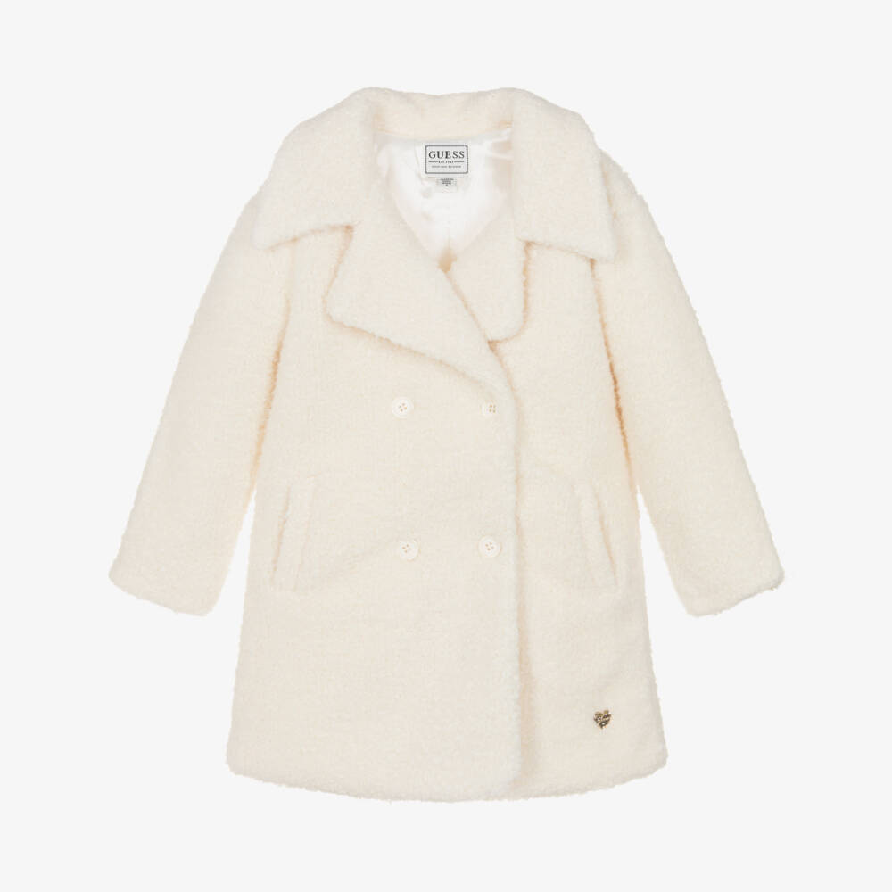 Guess-Girls Ivory Double-Breasted Teddy Fleece Coat | Childrensalon