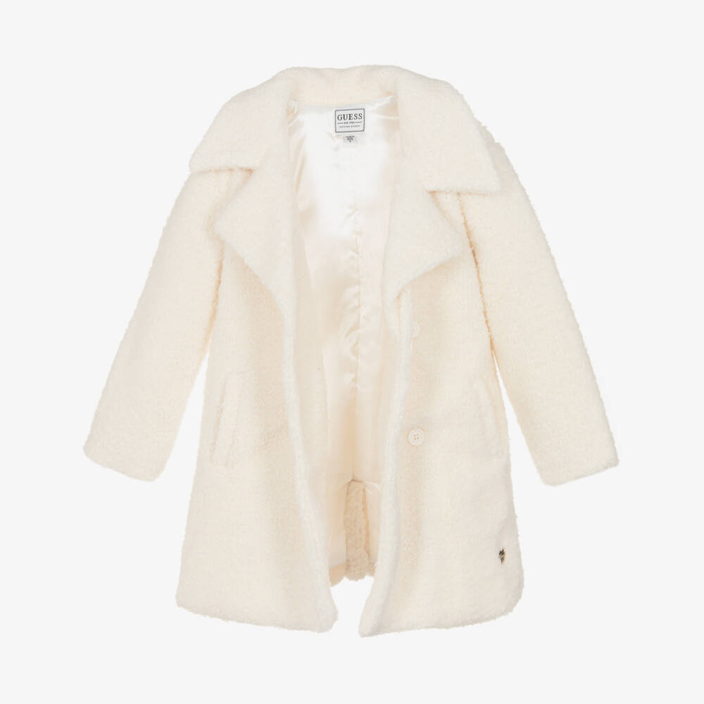 Guess-Girls Ivory Double-Breasted Teddy Fleece Coat | Childrensalon
