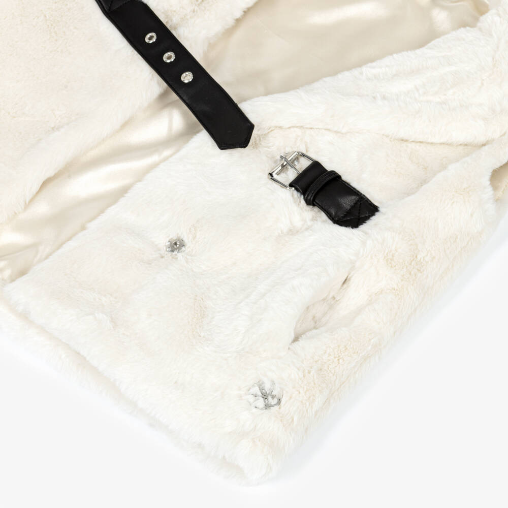 Guess-Girls Ivory Faux Fur Gilet | Childrensalon