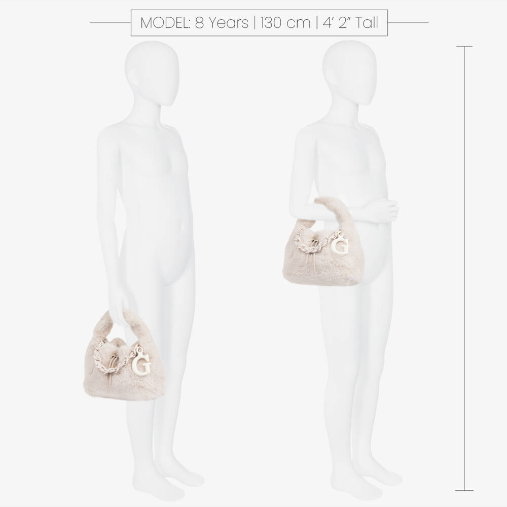 Guess-Girls Ivory Faux Fur Handbag (28cm) | Childrensalon