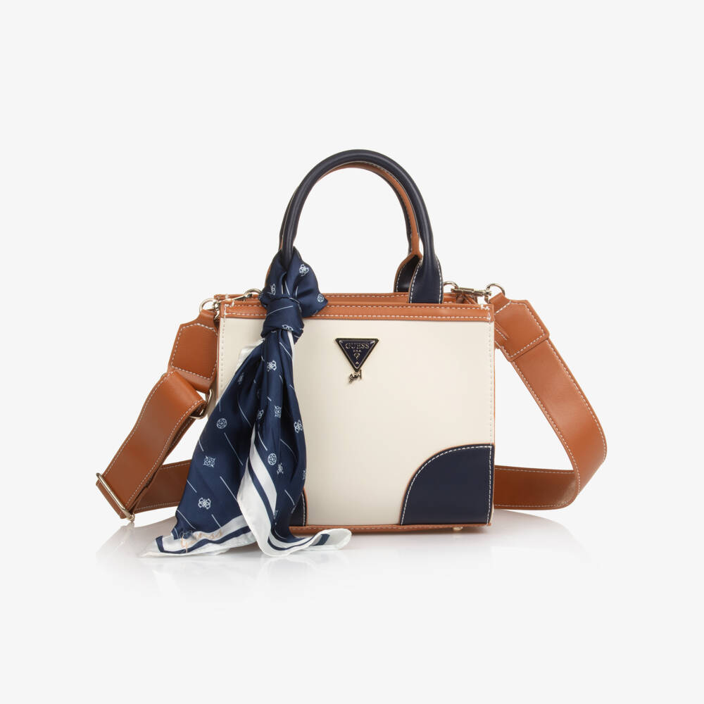 Guess-Girls Ivory Faux Leather Bag with Scarf (29cm) | Childrensalon