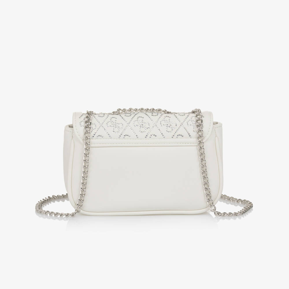 Guess-Сумка кремовая из искусственной кожи с логотипом из страз для девочек (19см) | Childrensalon
