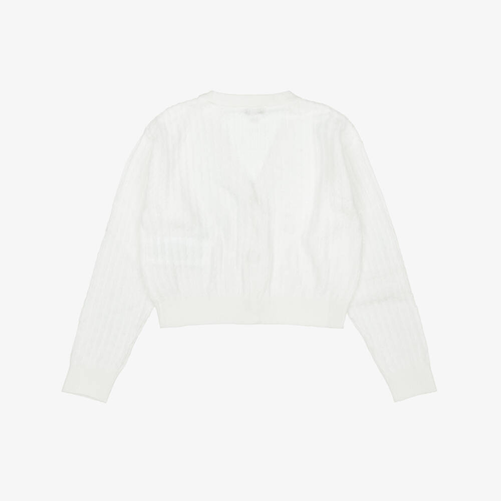 Guess-Кардиган кремовый вязаный с бантиками из страз для девочек | Childrensalon