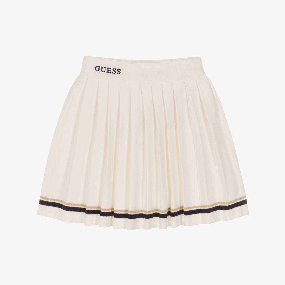 Guess-Girls Ivory Knitted & Pleated Skirt | Childrensalon