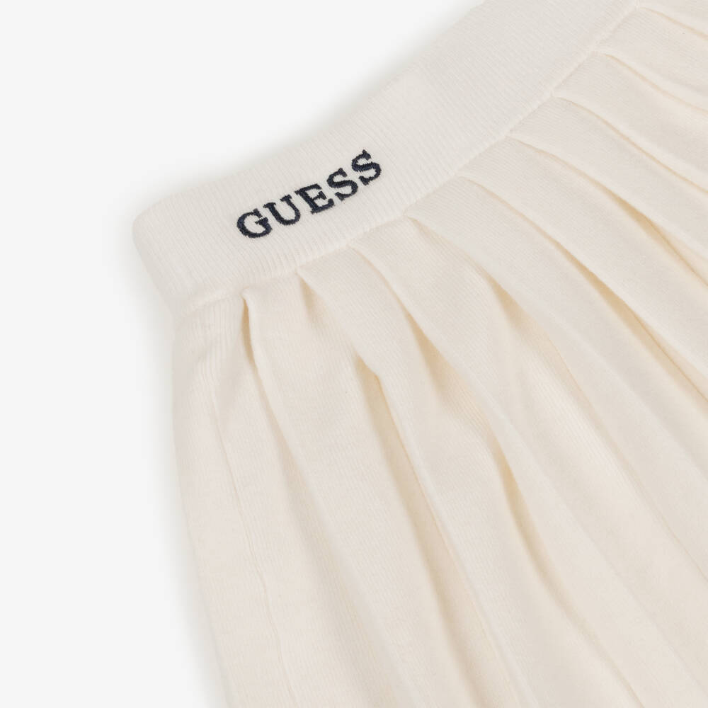 Guess-Girls Ivory Knitted & Pleated Skirt | Childrensalon
