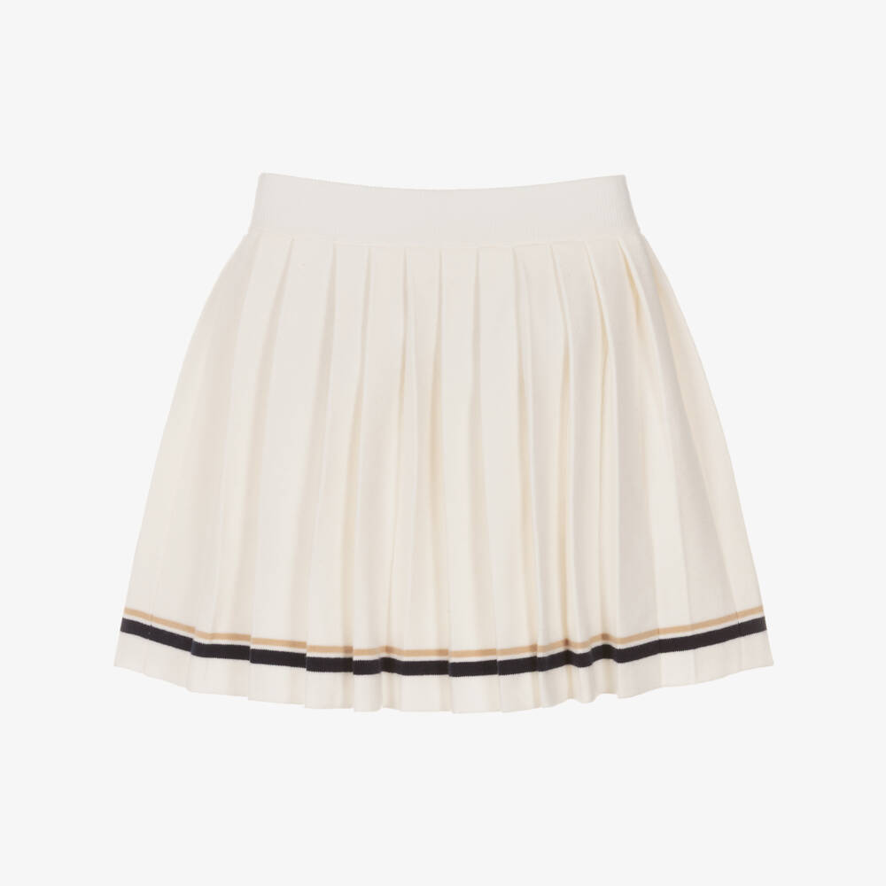 Guess-Girls Ivory Knitted & Pleated Skirt | Childrensalon