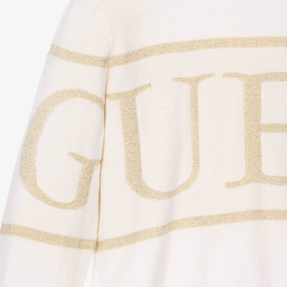 Guess-Girls Ivory Knitted Roll Neck Sweater | Childrensalon