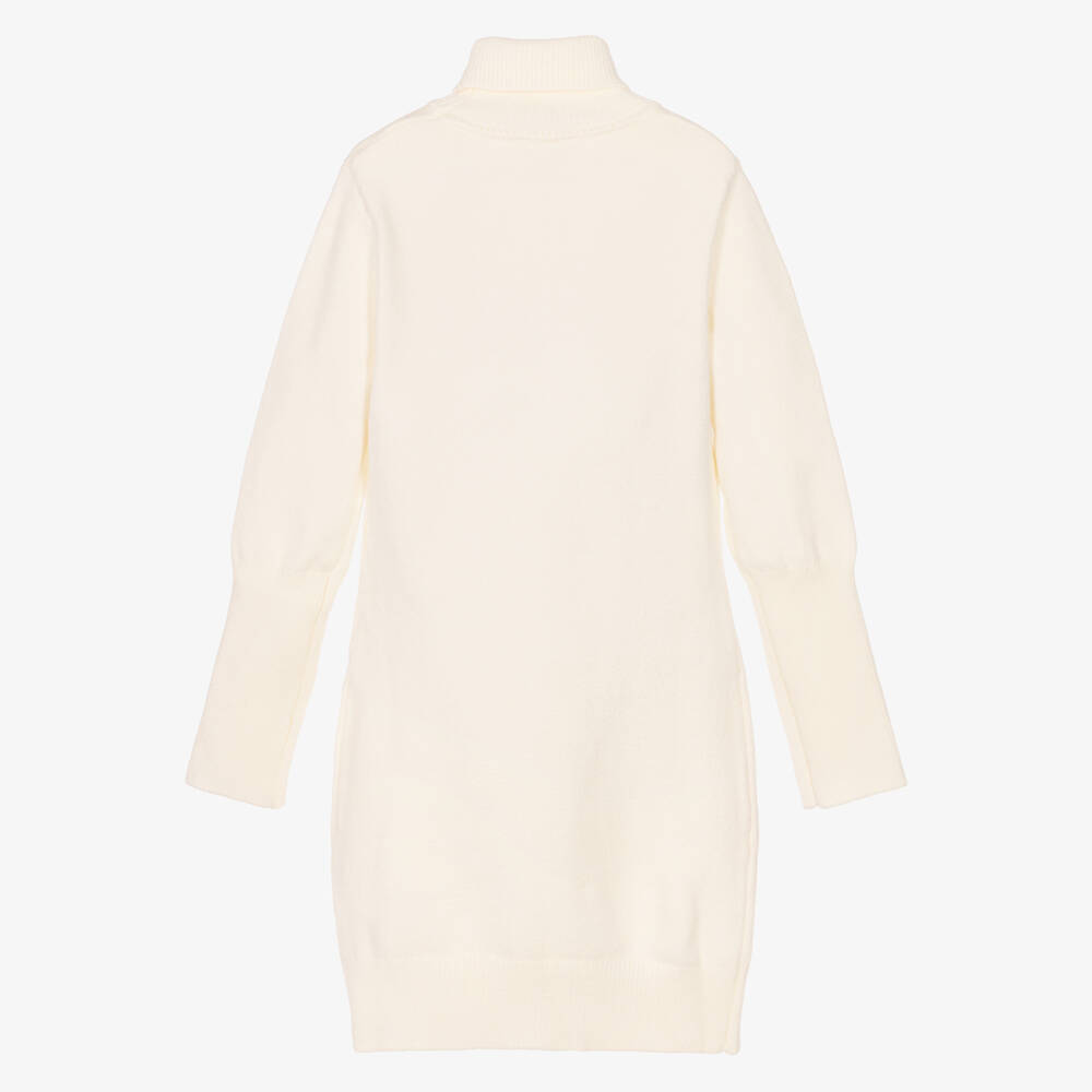 Guess-Girls Ivory Knitted Rollneck Dress | Childrensalon