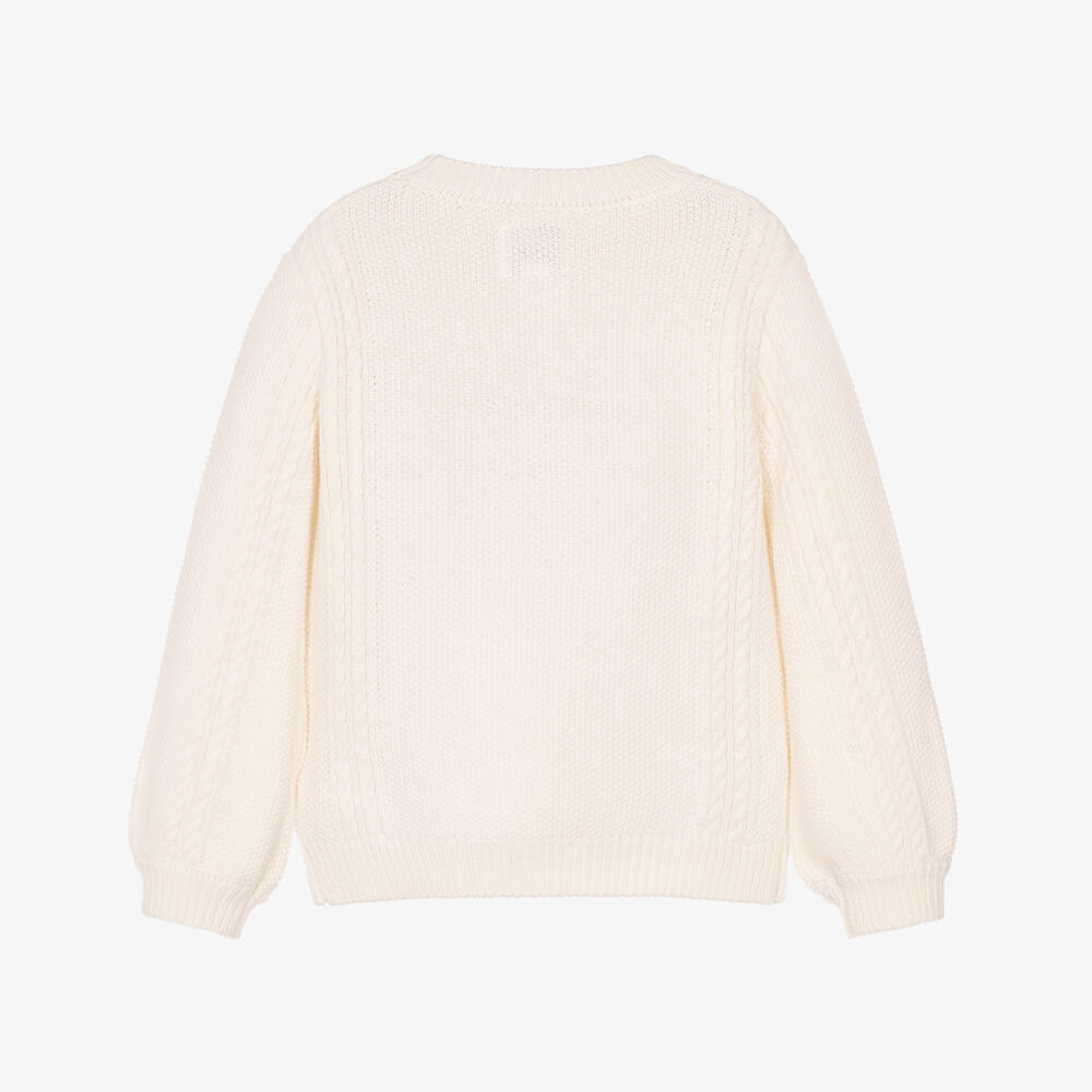 Guess-Girls Ivory Knitted Sweater with Bear Motif | Childrensalon