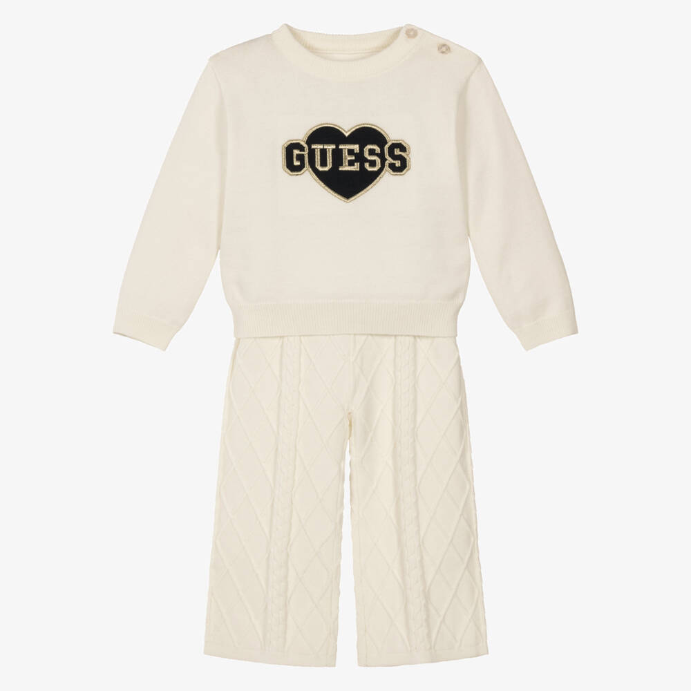 Guess-Girls Ivory Knitted Trousers Set | Childrensalon