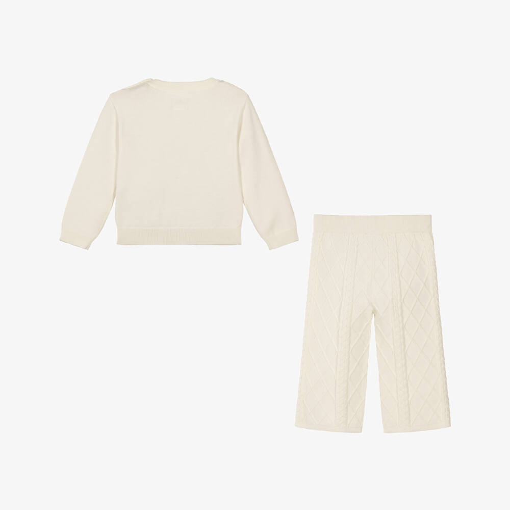 Guess-Girls Ivory Knitted Trousers Set | Childrensalon