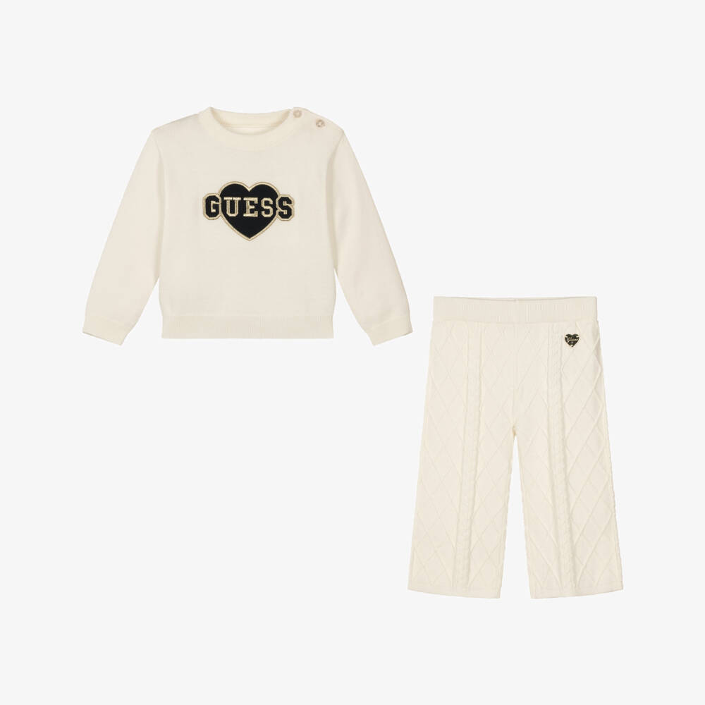 Guess-Girls Ivory Knitted Trousers Set | Childrensalon