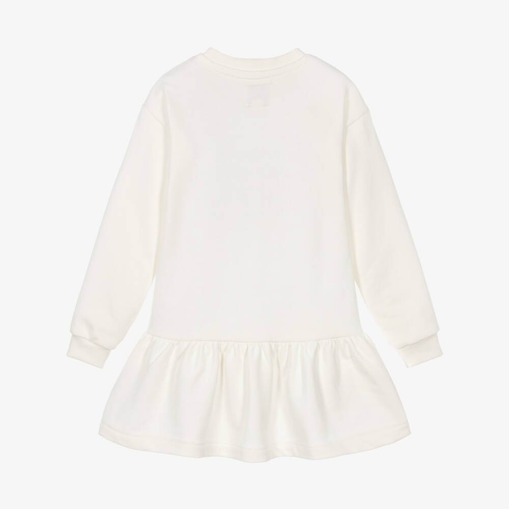 Guess-Girls Ivory Logo Bear Sweatshirt Dress | Childrensalon