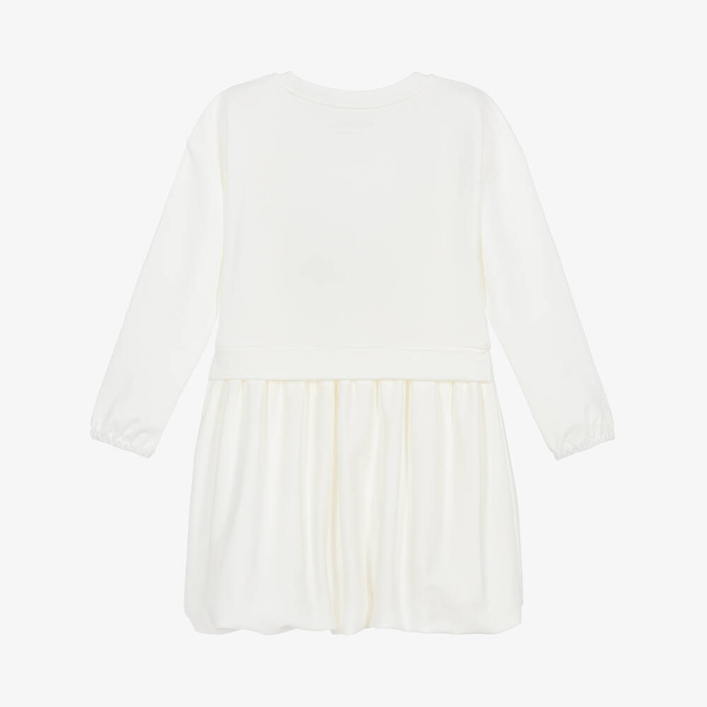 Guess-Girls Ivory Milano Jersey Dress with Diamanté Logo | Childrensalon