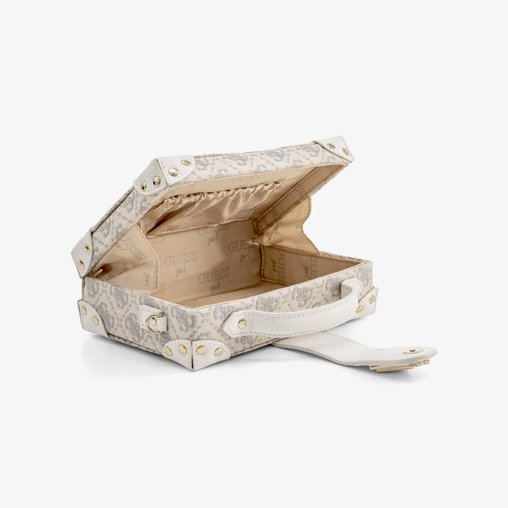 Guess-Girls Ivory Monogram Box Bag (18cm) | Childrensalon