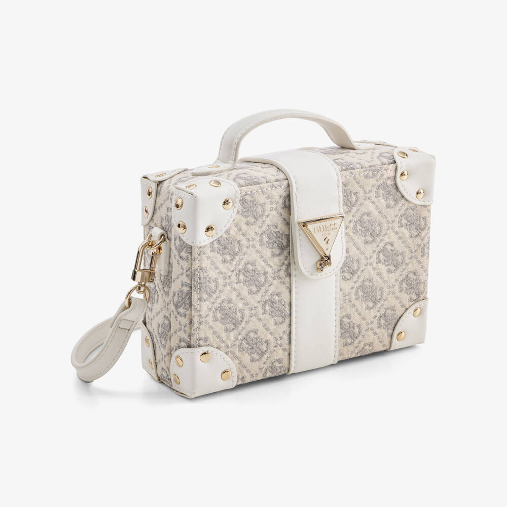 Guess-Girls Ivory Monogram Box Bag (18cm) | Childrensalon