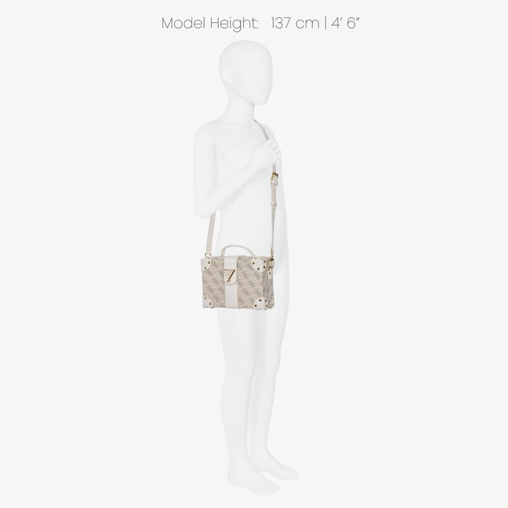 Guess-Girls Ivory Monogram Box Bag (18cm) | Childrensalon