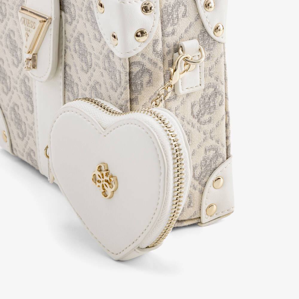Guess-Girls Ivory Monogram Box Bag (18cm) | Childrensalon