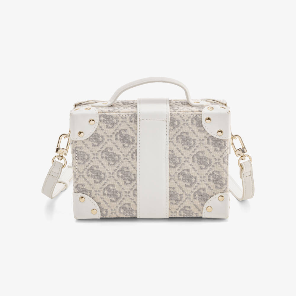 Guess-Girls Ivory Monogram Box Bag (18cm) | Childrensalon