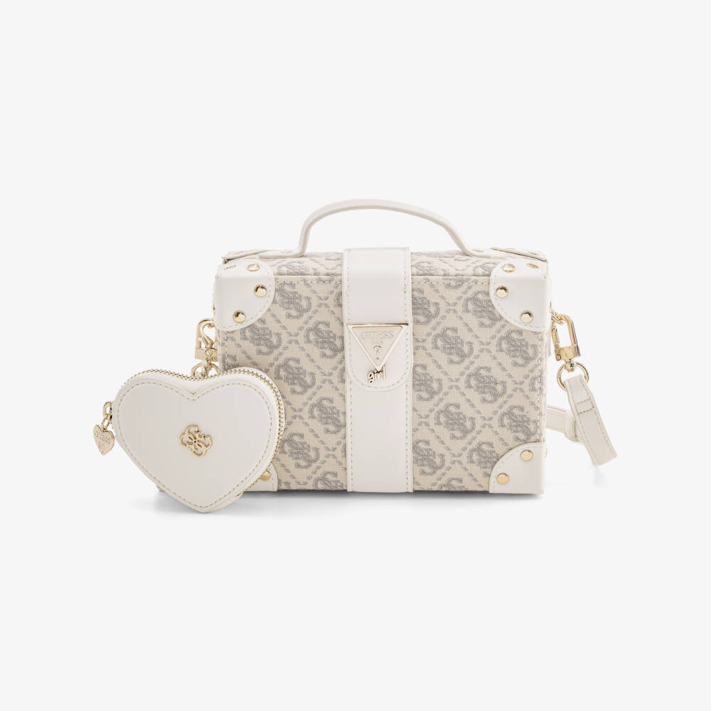 Guess-Girls Ivory Monogram Box Bag (18cm) | Childrensalon