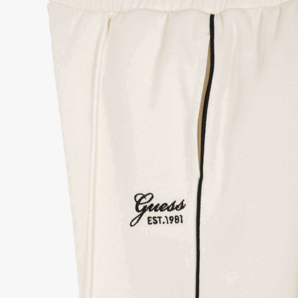 Guess-Girls Ivory Piqué Textured Joggers | Childrensalon