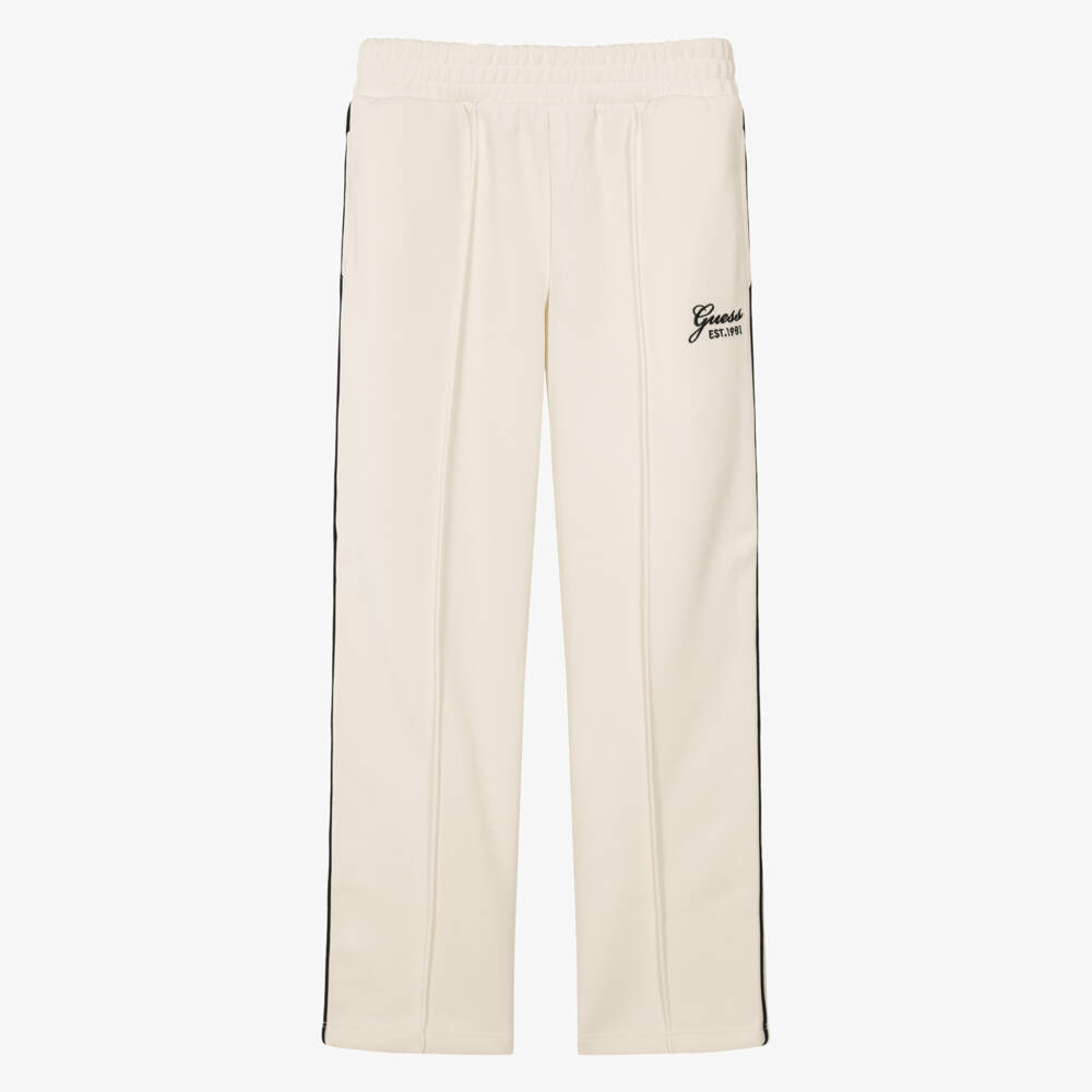 Guess-Girls Ivory Piqué Textured Joggers | Childrensalon