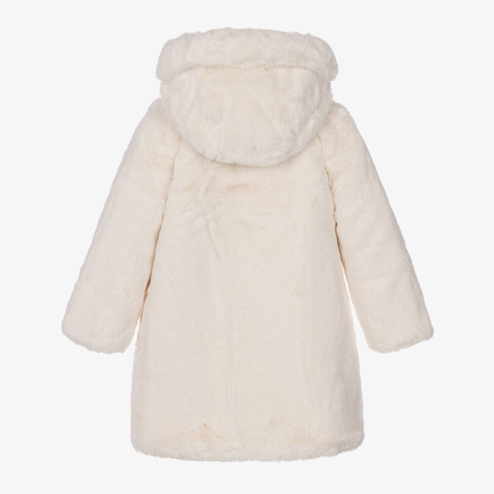 Guess-Girls Ivory Reversible Faux Fur Puffer Coat | Childrensalon