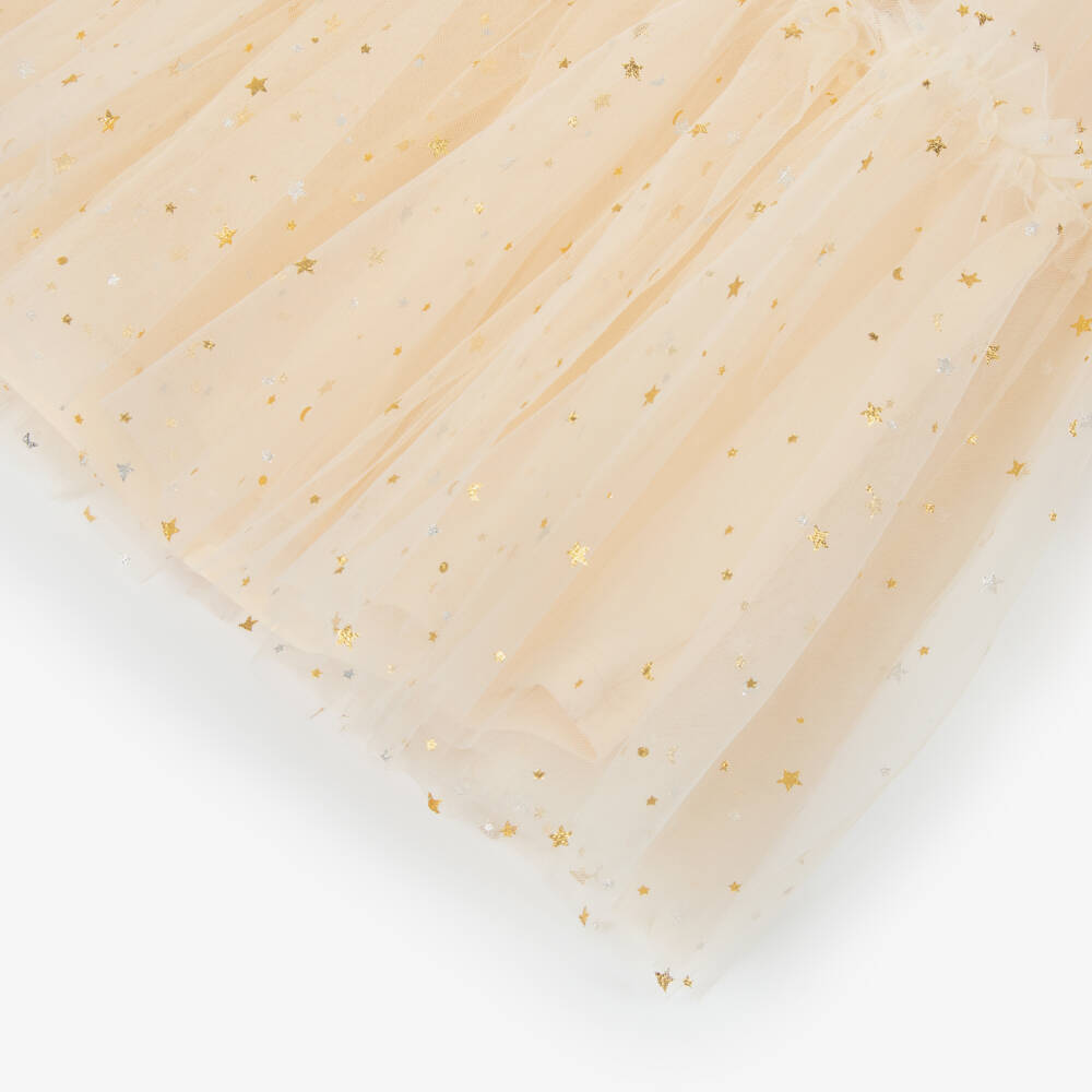Guess-Girls Ivory Tulle Dress with Gold Star Print | Childrensalon