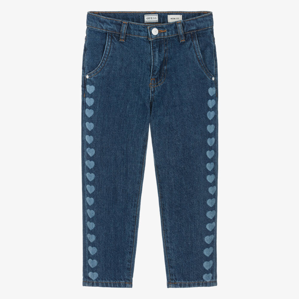 Guess-Girls Mid-Blue Denim Jeans with Hearts  | Childrensalon