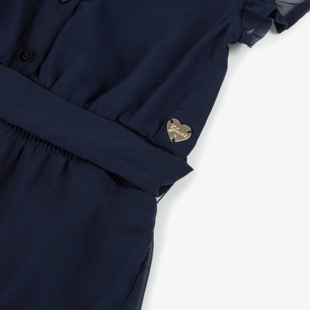 Guess Girls Floral Jersey Dress in Blue