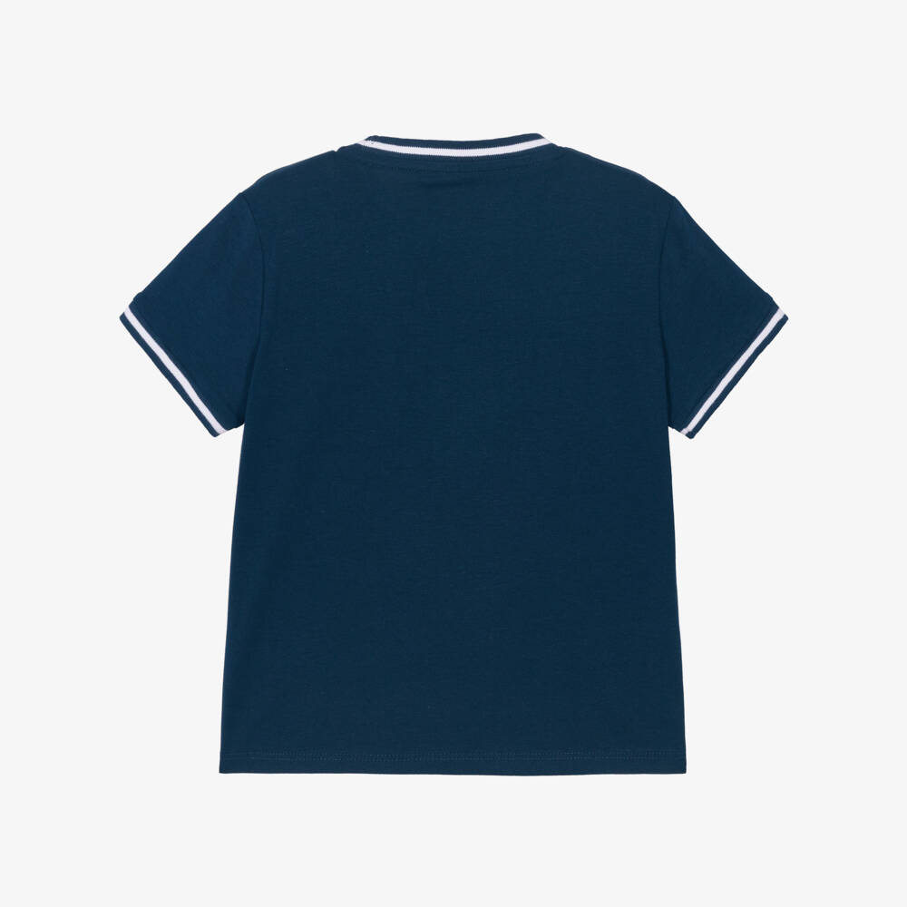 Guess-Girls Navy Blue Cotton Rhinestone Heart Logo T-Shirt | Childrensalon