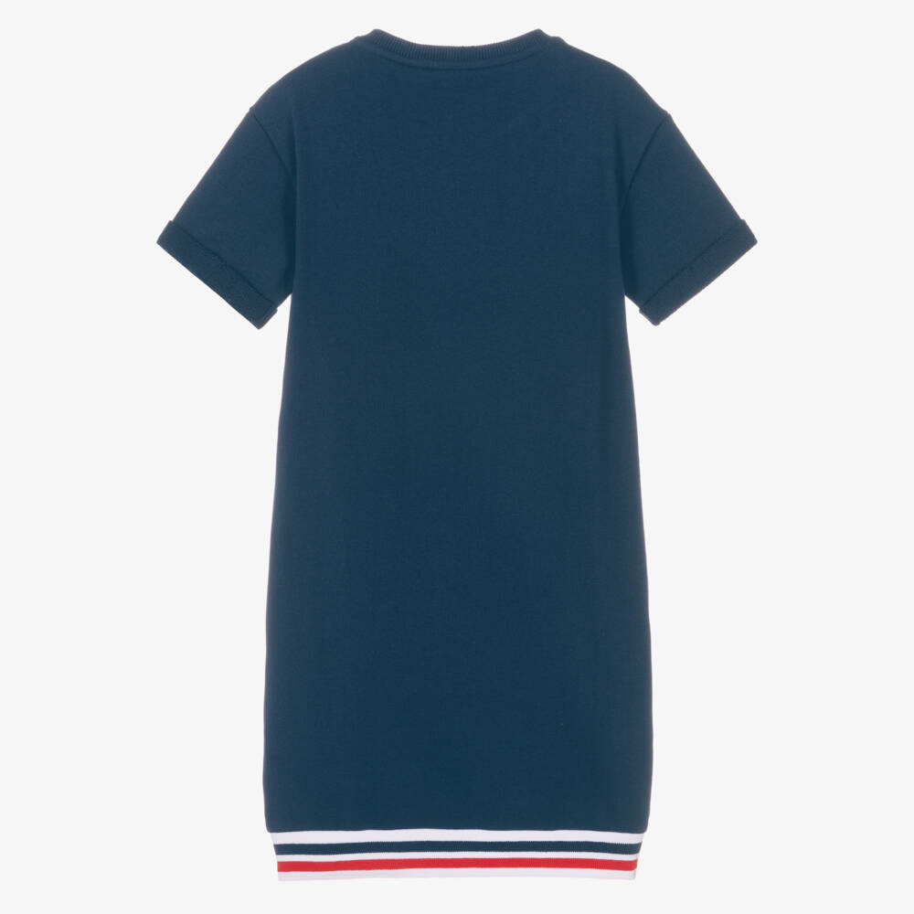 Guess-Girls Navy Blue Cotton Teddy Bear Logo Sweatshirt Dress | Childrensalon