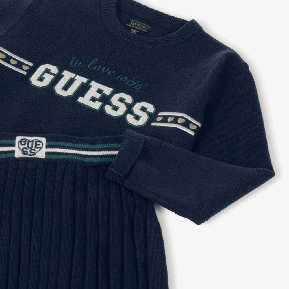 Guess-Girls Navy Blue Knit Pleated Skirt Set | Childrensalon