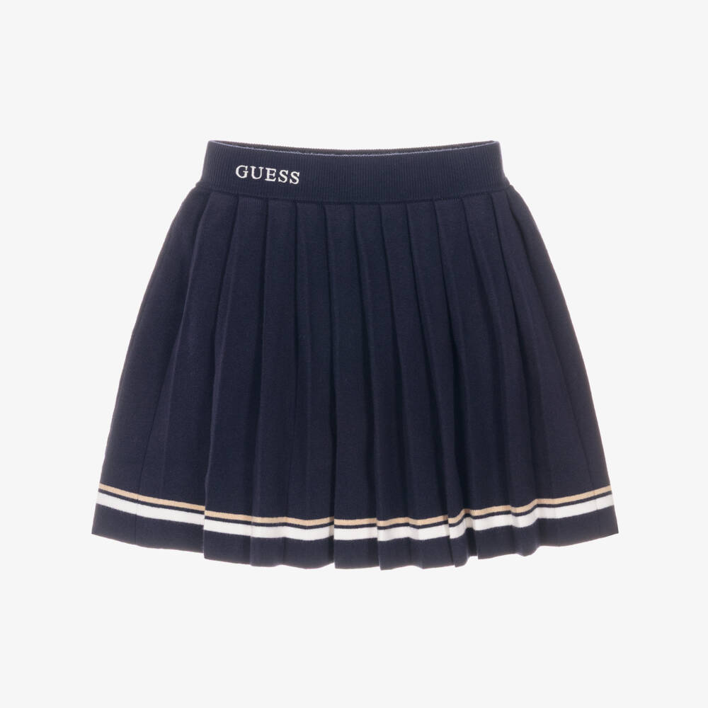 Guess-Girls Navy Blue Knitted & Pleated Skirt | Childrensalon
