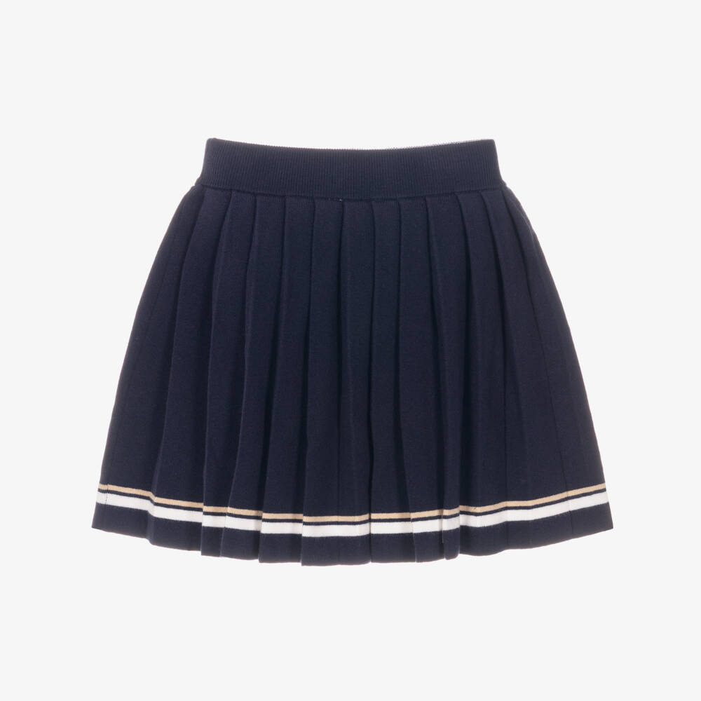 Guess-Girls Navy Blue Knitted & Pleated Skirt | Childrensalon
