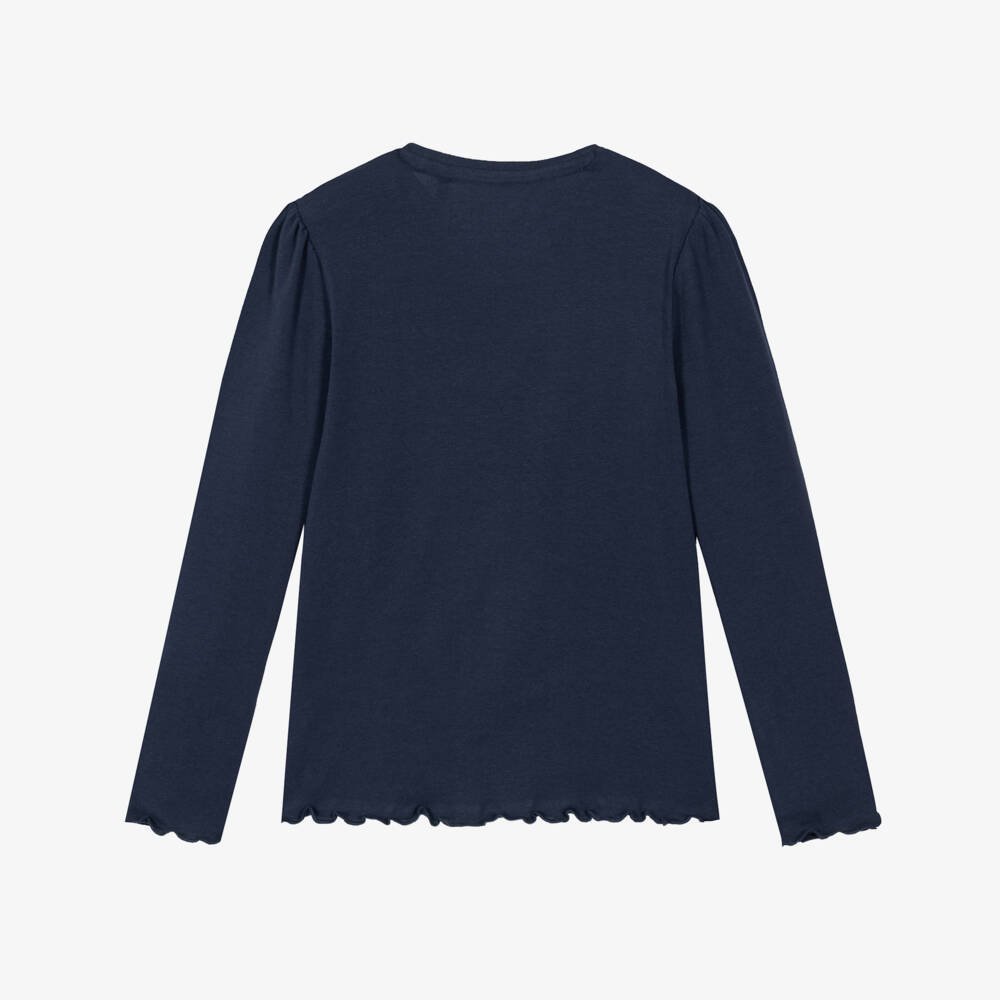 Guess-Girls Navy Blue Long Sleeve Top with Bear Print | Childrensalon