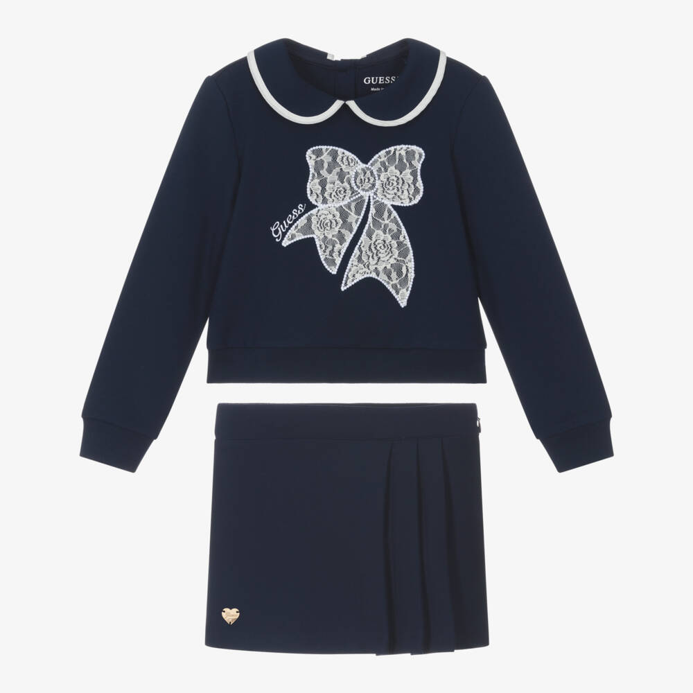 Guess-Girls Navy Blue Milano Jersey Skirt Set | Childrensalon