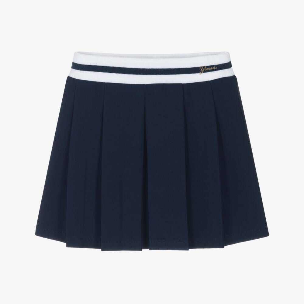 Guess-Girls Navy Blue Pleated Milano Jersey Skirt | Childrensalon