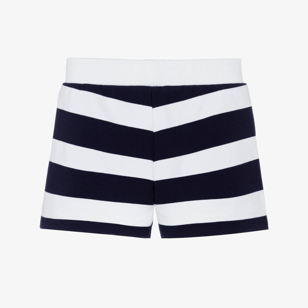 Guess-شورت قطن جيرسي مقلم لون كحلي وأبيض للبنات | Childrensalon