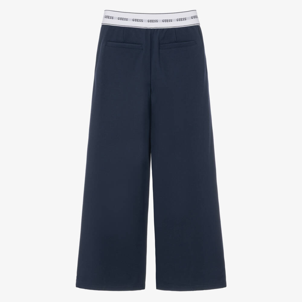 Guess-Girls Navy Blue Wide Leg Jersey Trousers | Childrensalon