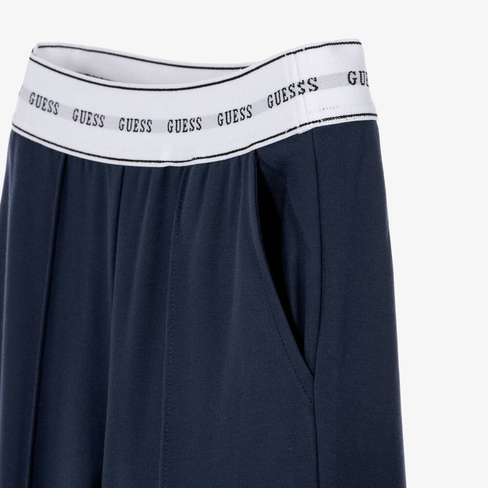 Guess-Girls Navy Blue Wide Leg Jersey Trousers | Childrensalon