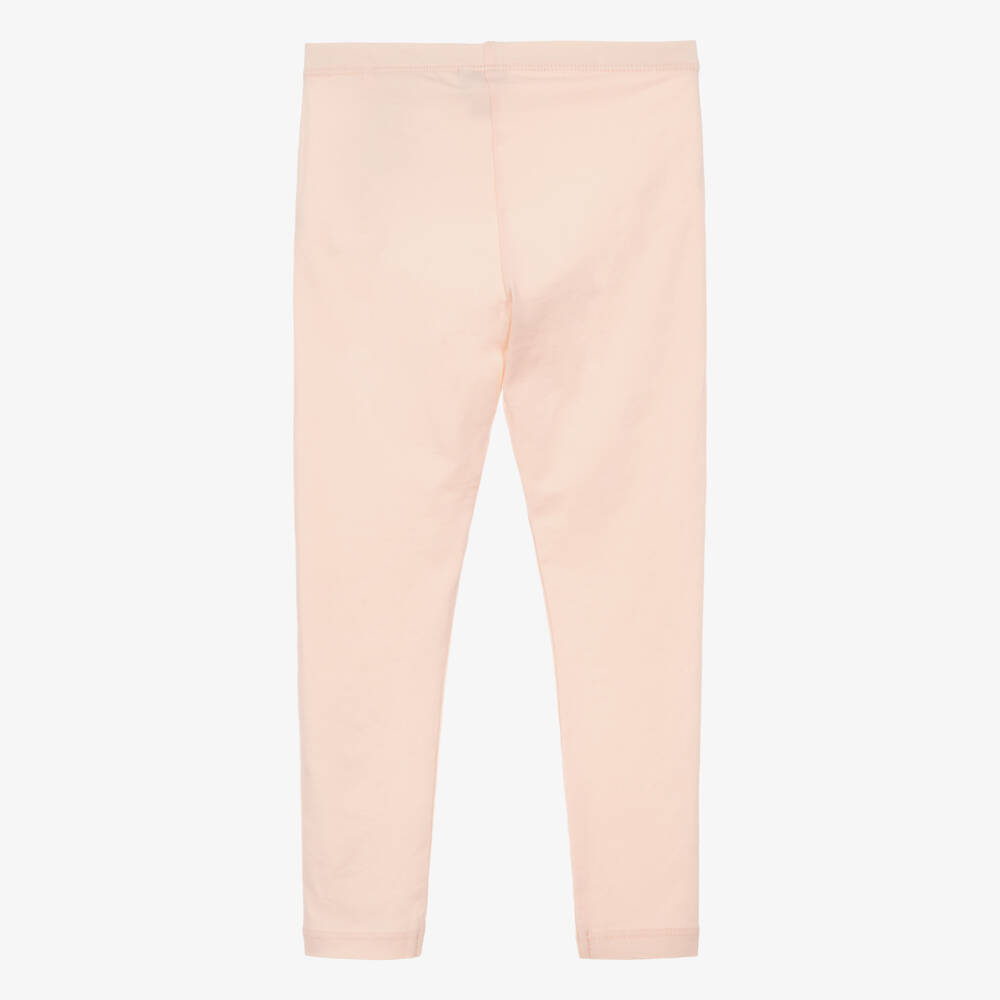 Guess-Girls Pale Pink Cotton Leggings with Gold Foil Logo | Childrensalon