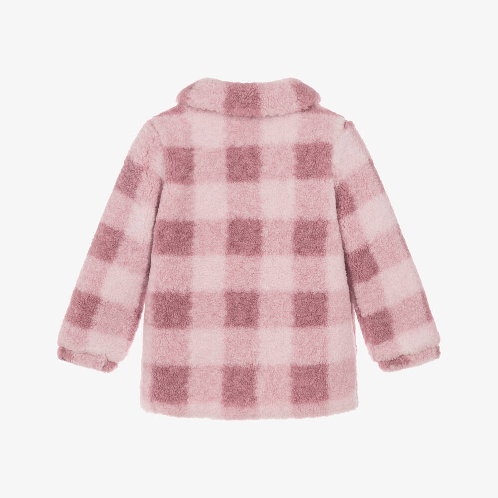 Guess-Girls Pink Check Sherpa Coat | Childrensalon
