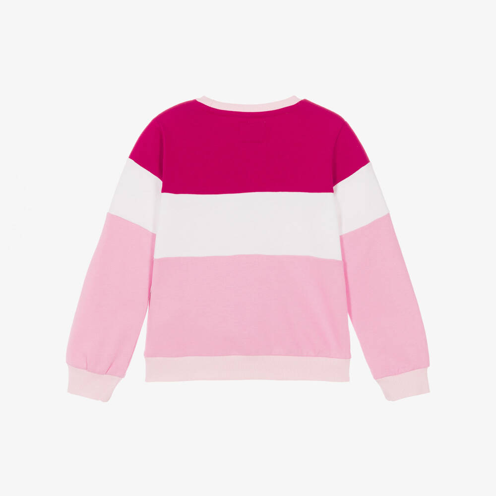 Guess-Girls Pink Cotton Colourblock Sweatshirt | Childrensalon