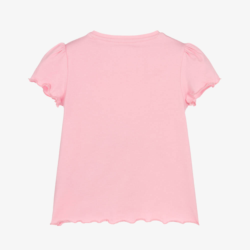 Guess-Girls Pink Cotton Jersey T-Shirt with Crossbody Bag Print | Childrensalon