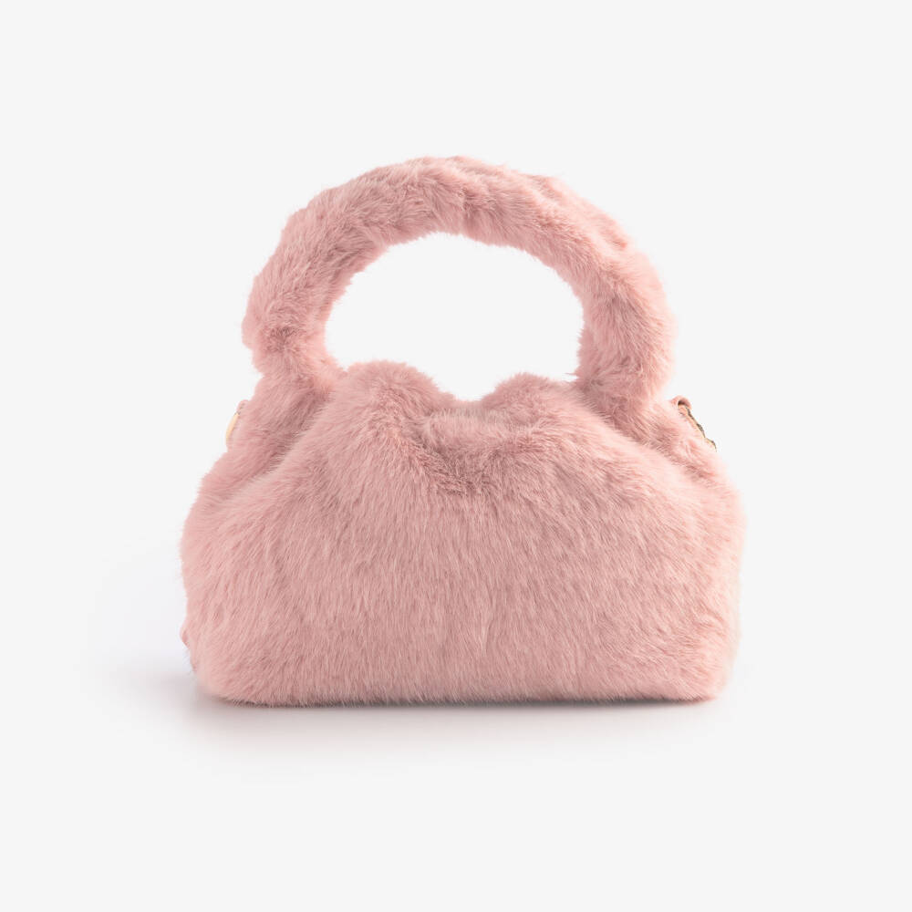 Guess-Girls Pink Faux Fur Shoulder Bag (28cm) | Childrensalon