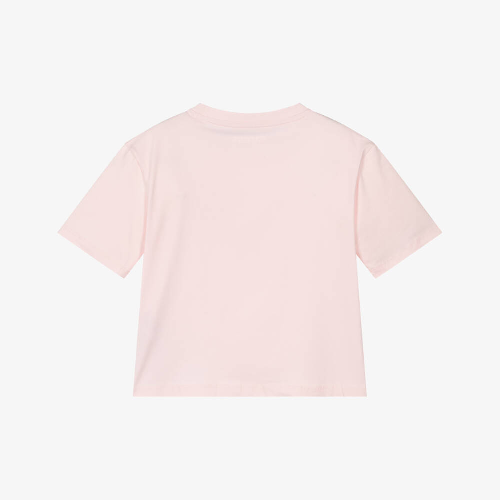 Guess-Girls Pink Floral Logo Cotton Jersey T-Shirt | Childrensalon