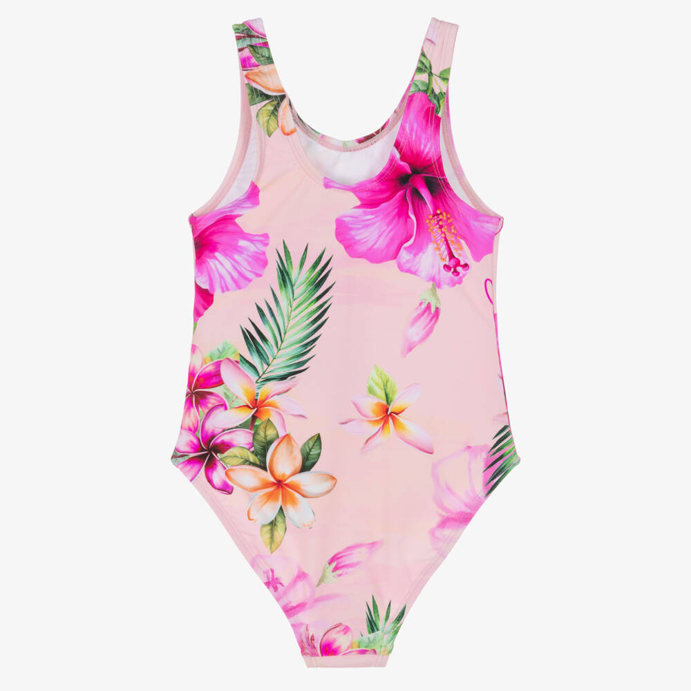 Guess-مايوه بطبعة زهور الكركديه لون زهري للبنات | Childrensalon