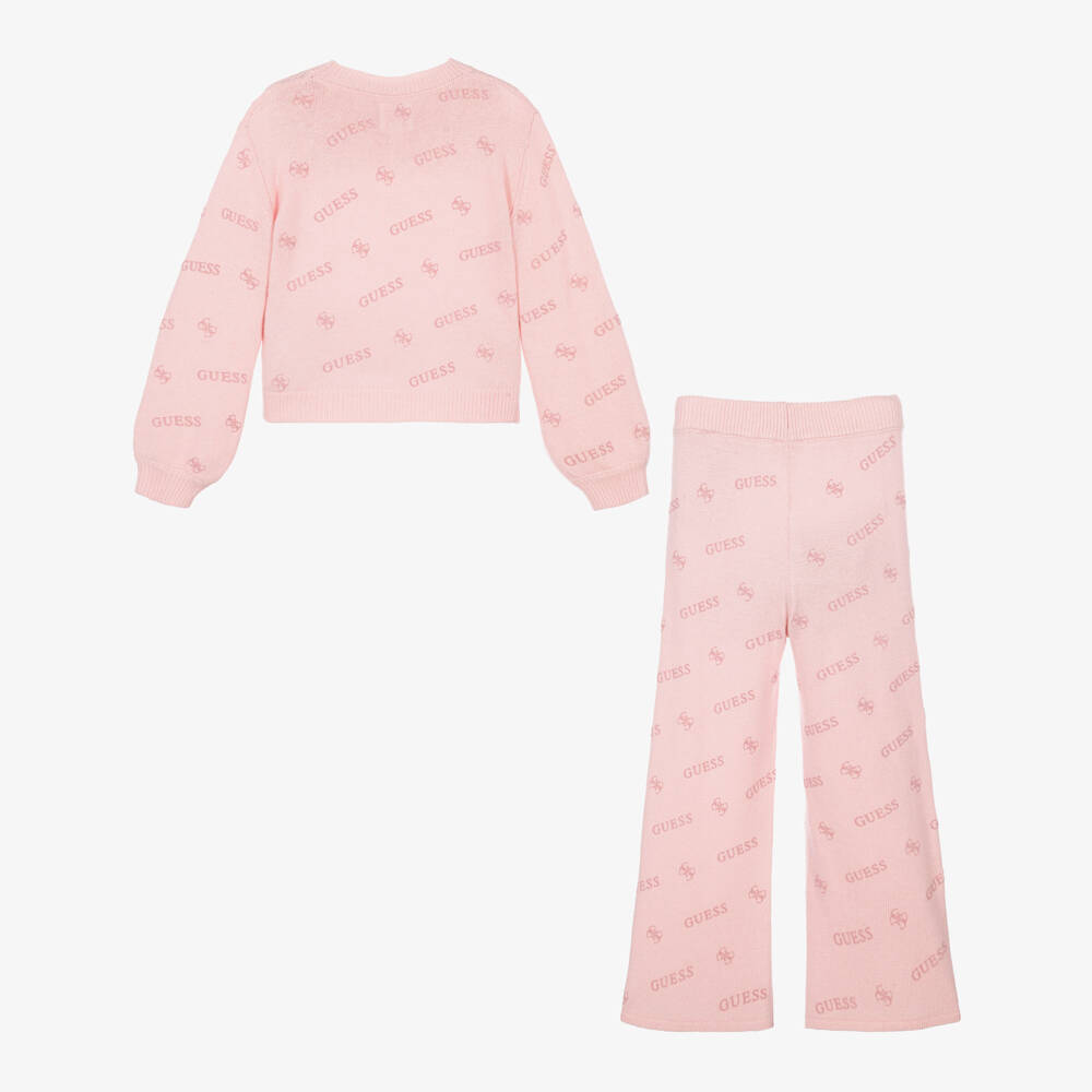 Guess-Girls Pink Logo Knit Trouser Set | Childrensalon