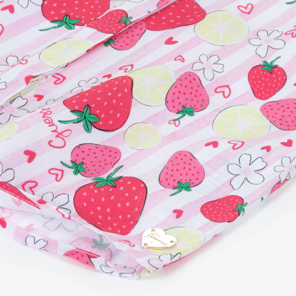 Guess-Girls Pink Striped Blouse with Strawberry & Lemon Print | Childrensalon